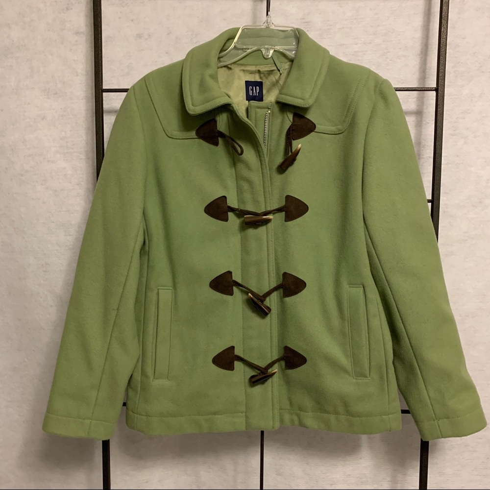 GAP Toggle Button Wool Blend Duffle‎ Coat Avocado Green